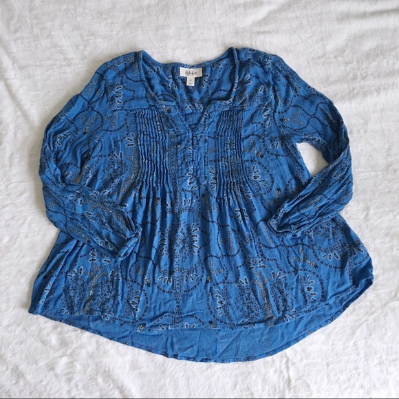 Style & Co Blue Boho Paisley Top
